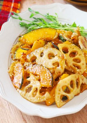 蓮根とかぼちゃのデリ風甘辛炒め-レシピのメイン写真
