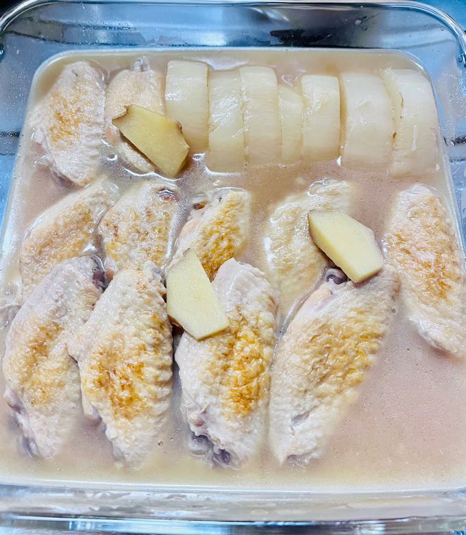 今夜の夕飯!炊飯器で手羽先大根の煮物-レシピのメイン写真