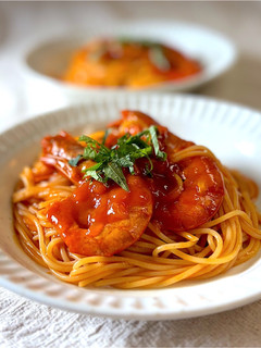 市販のソース活用!海老トマトスパゲティ-レシピのメイン写真