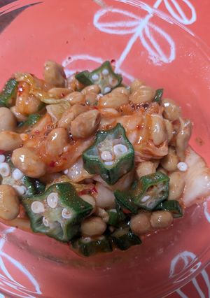 ★簡単副菜★おくら納豆キムチ〜腸活〜-レシピのメイン写真