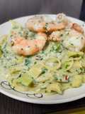 えびとアボカドの豆乳レモンクリームパスタ