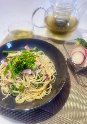 菜の花(白菜)のクリームパスタ-レシピのメイン写真