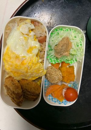 レンジ簡単梅パスタ味オムライス弁当-レシピのメイン写真