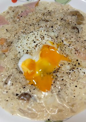 シーフード＆茸入りカルボ風リゾット-レシピのメイン写真
