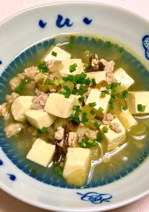 しゃくし菜漬けと豆腐の炒め煮-レシピのメイン写真
