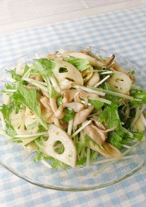 デパ地下風！れんこんと舞茸と水菜のサラダ-レシピのメイン写真