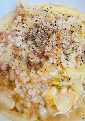 小エビ🍤と春キャベツ🥬のリゾット美味🩵-レシピのメイン写真