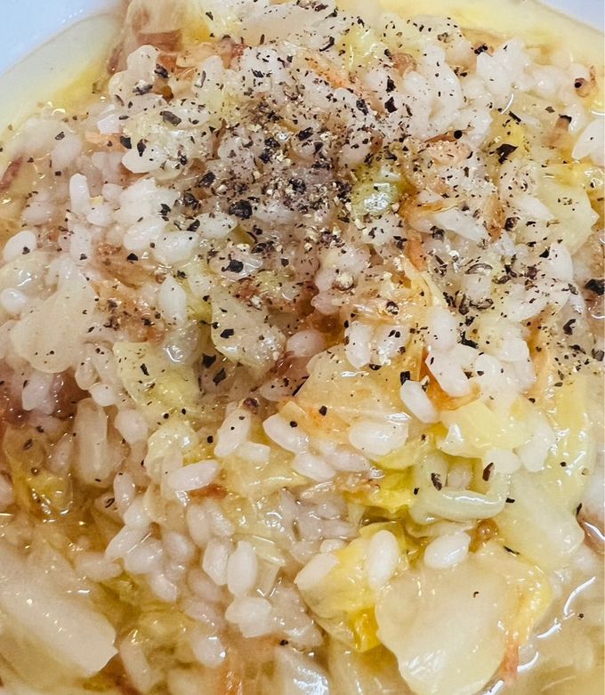 小エビ🍤と春キャベツ🥬のリゾット美味🩵-レシピのメイン写真