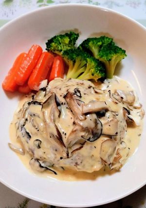 簡単今日の夕飯！茸チーズハンバーグ肉料理-レシピのメイン写真