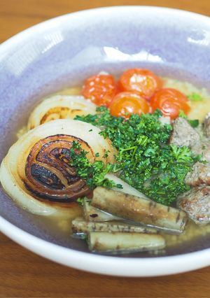 新玉ねぎと肉だんごのワンプレートスープ-レシピのメイン写真