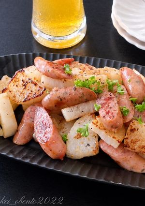 ウインナーと長芋のガーリバタ醤油炒め-レシピのメイン写真