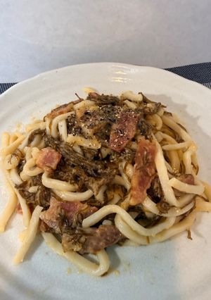 もずくの濃厚カルボナーラうどん-レシピのメイン写真