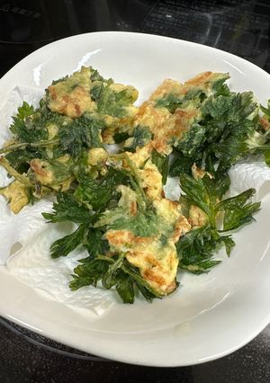 米粉でよもぎの天ぷら(干しエビ入り)-レシピのメイン写真