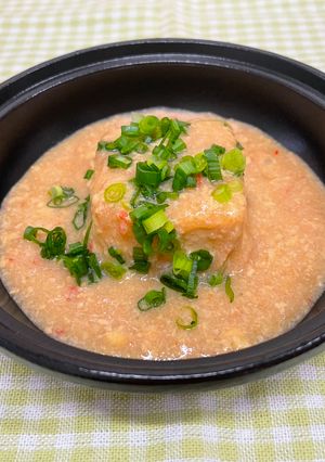 疲れた胃に優しい「湯豆腐かに玉あん」-レシピのメイン写真