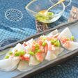 薄切り大根とかにかまの枝豆オイルがけ♪