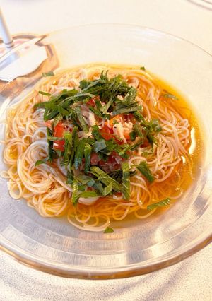 素麺アレンジートマトドレッシングで夏バテ解消-レシピのメイン写真