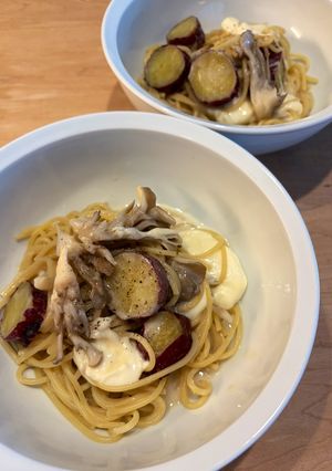 舞茸と焼き芋⭐︎豆乳クリーム⭐︎ワンパンパスタ-レシピのメイン写真