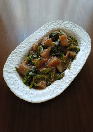 蒟蒻とほうれん草の煮込み-レシピのメイン写真