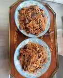 簡単茄子と挽肉のボロネーゼ風パスタ