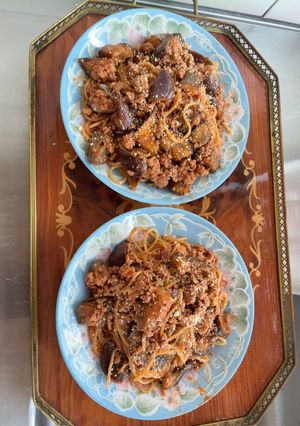 簡単茄子と挽肉のボロネーゼ風パスタ-レシピのメイン写真