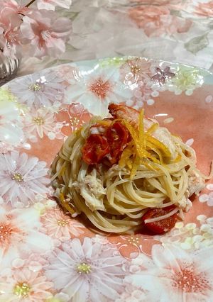 カッペリーニ✽柚子香る活毛蟹の冷製パスタ-レシピのメイン写真