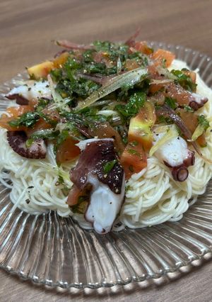 大葉とトマトとたこの冷やし素麺-レシピのメイン写真