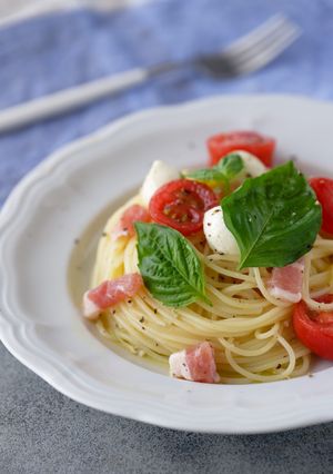 ミニトマトとパンチェッタの冷製パスタ-レシピのメイン写真