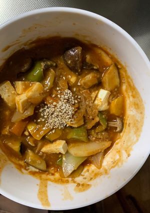 茄子椎茸キムチオムライス味豆腐八宝菜風-レシピのメイン写真