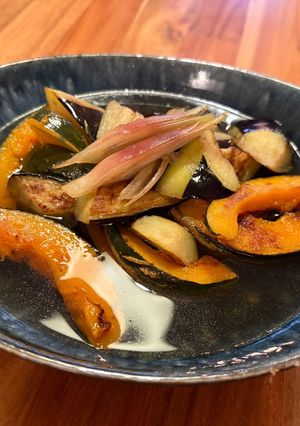 【今日の夕飯】めんつゆで夏野菜の焼き浸し-レシピのメイン写真
