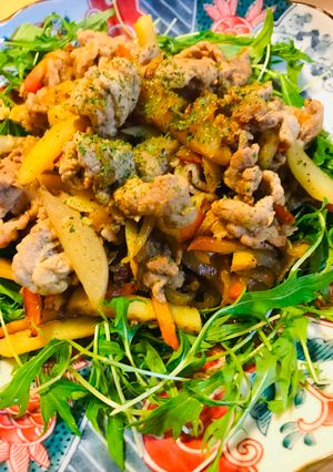 豚こまぎれ肉＆根菜野菜のあまから生姜焼き-レシピのメイン写真