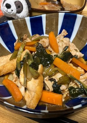 【冷凍小松菜と厚揚げ豚肉の炒め煮】ホットクック-レシピのメイン写真