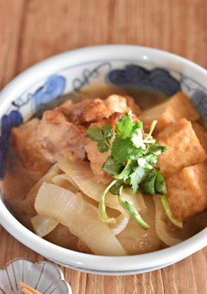 新玉ねぎと鶏もも肉のすき煮-レシピのメイン写真