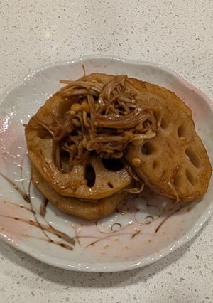 アメリカ・簡単れんこんとえのきの甘辛炒め-レシピのメイン写真