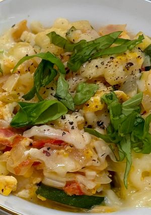 バジル風味ズッキーニのトマト玉炒め-レシピのメイン写真