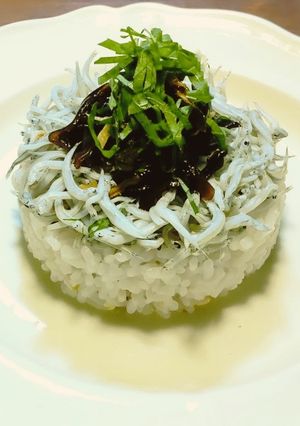 簡単ランチ　シラスと生キクラゲ佃煮プレート-レシピのメイン写真