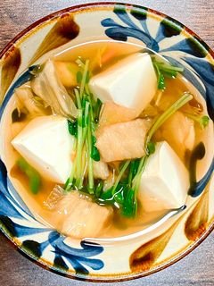 豆腐とキムチと豆苗のピリ辛スープ-レシピのメイン写真