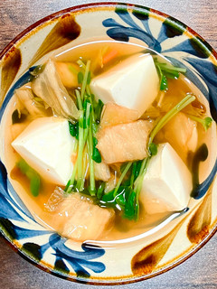 豆腐とキムチと豆苗のピリ辛スープ-レシピのメイン写真