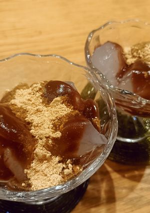 黒蜜不要！片栗粉わらび餅のあんこ蜜がけ-レシピのメイン写真