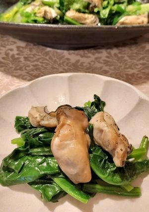 牡蠣＆ほうれん草のバターしょうゆ炒め-レシピのメイン写真