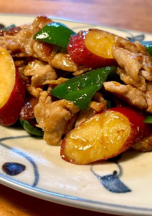 さつまいもと豚肉の甘辛炒め♪-レシピのメイン写真