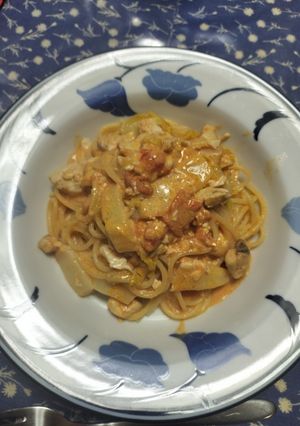 ブリと白菜のトマトクリームスパゲッティ-レシピのメイン写真