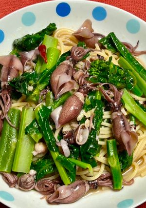 のらぼう菜とホタルイカの和風パスタ-レシピのメイン写真