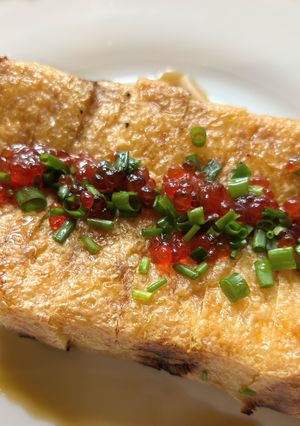 焼き栃尾あぶらげ　小ネギとすじこを添えて-レシピのメイン写真