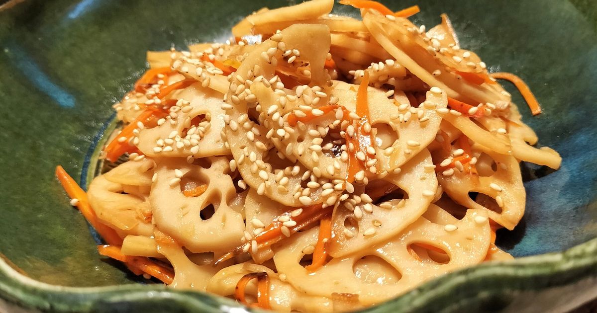 れんこんとニンジンのまろやか甘酢キンピラ by ハナ 【クックパッド