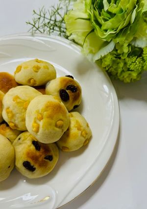 発酵なしコーン＆レーズンパン（オーブン）-レシピのメイン写真
