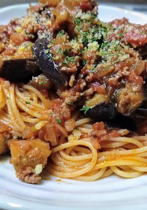 茄子のミートソーススパゲティ-レシピのメイン写真