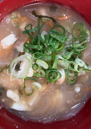 春雨とキクラゲ入り豆腐チゲ汁-レシピのメイン写真