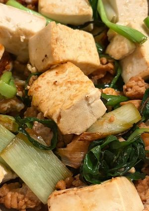 ひき肉と豆腐のニラ味噌炒め-レシピのメイン写真