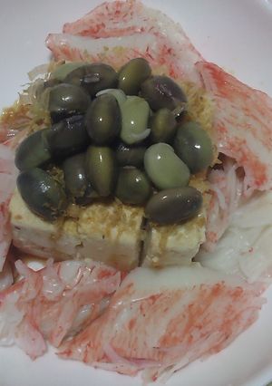 丹波篠山の黒枝豆載せ冷奴カニカマのタパス-レシピのメイン写真