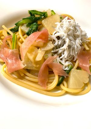 茹でて和える！かぶとしらすのお手軽パスタ-レシピのメイン写真